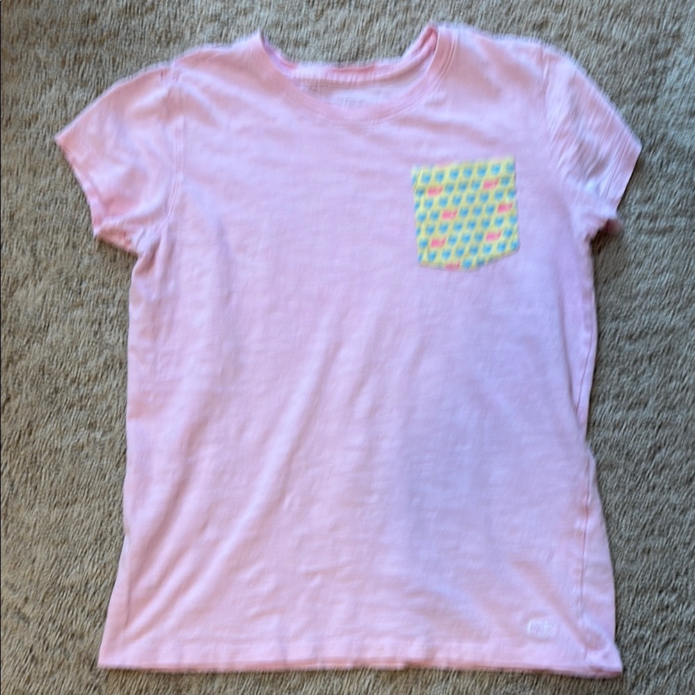 Vineyard Vines Pink Tee with Colorful Pocket